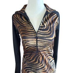 Ralph Lauren Black and Brown Animal Print Long Sleeve Top